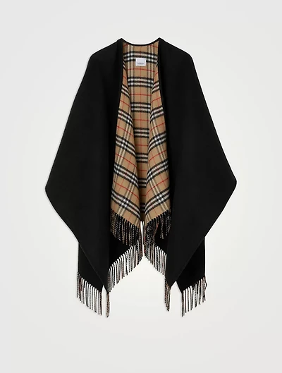 Check Wool Reversible Cape