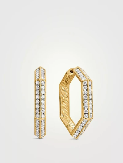 Carlyle™ Hoop Earrings In 18k Yellow Gold With Diamonds, 26mm