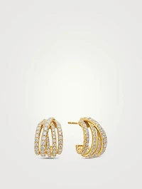 Pavé Crossover Shrimp Earrings In 18k Yellow Gold With Diamonds, 15.8mm