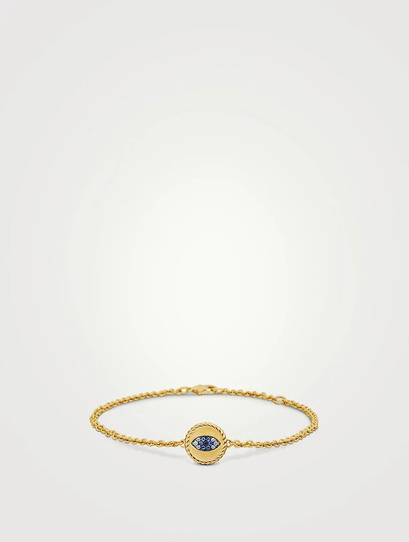 Cable Collectibles® Evil Eye Bracelet In 18k Yellow Gold With Pavé Sapphires And Diamonds, 2mm