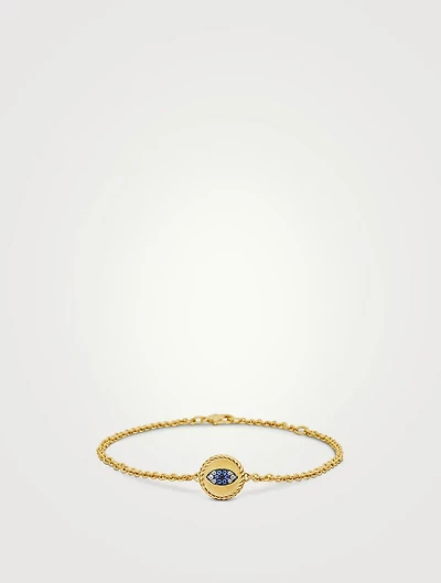 Cable Collectibles® Evil Eye Bracelet In 18k Yellow Gold With Pavé Sapphires And Diamonds, 2mm