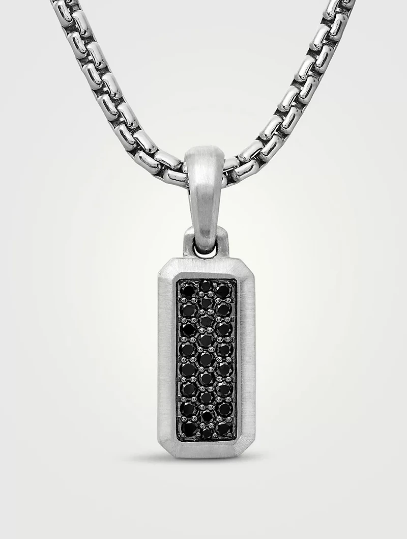 Streamline® Amulet In Sterling Silver With Black Diamonds, 17mm