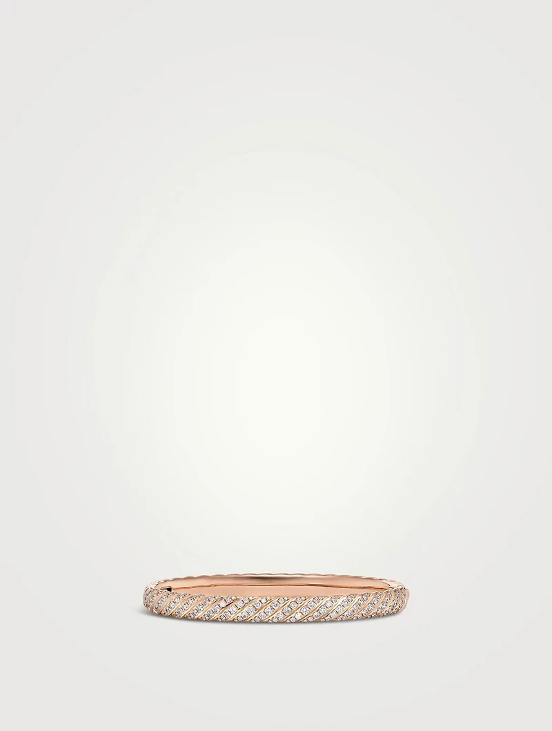 Sculpted Cable Bangle Bracelet 18k Rose Gold With Diamonds
