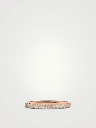 Sculpted Cable Bangle Bracelet 18k Rose Gold With Diamonds