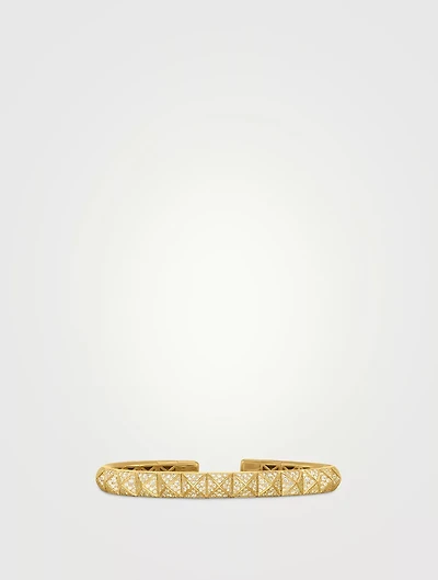 Pyramid Bangle Bracelet 18k Yellow Gold With Diamonds, 6.5mm