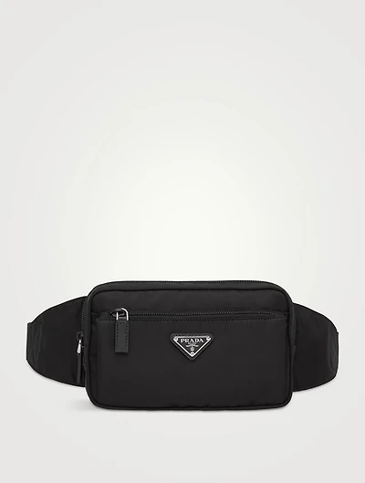 Re-nylon And Saffiano Leather Belt Bag