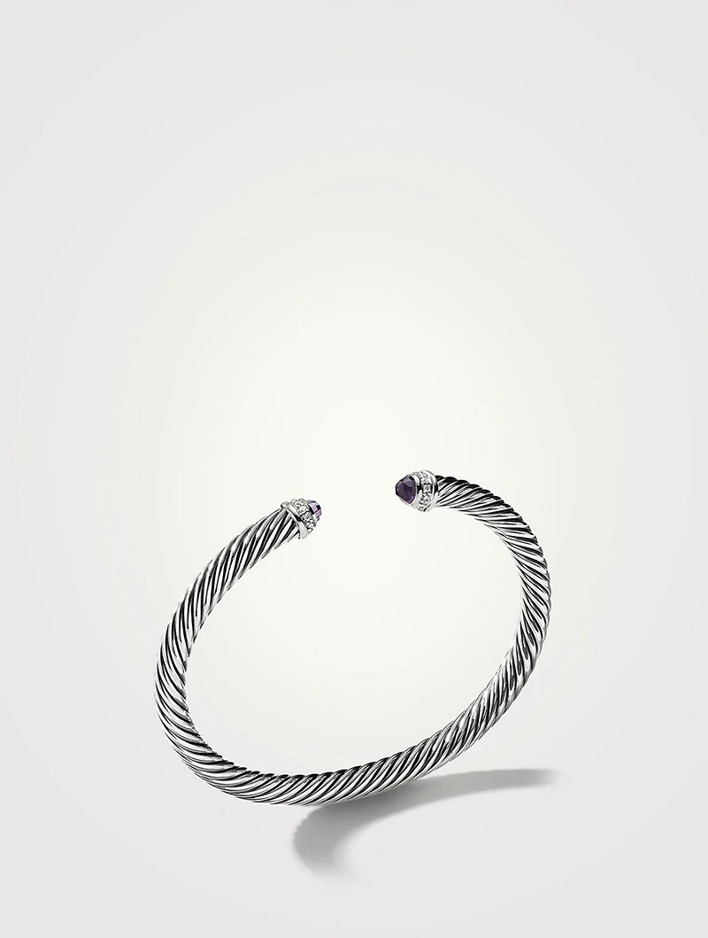Cable Classics Bracelet Sterling Silver With Amethyst And Pavé Diamonds