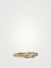Petite X Ring 18k Yellow Gold With Diamonds, 2.2mm