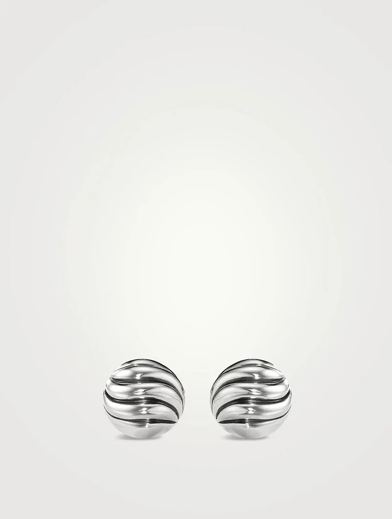 Sculpted Cable Stud Earrings In Sterling Silver, 8mm
