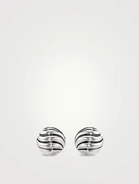 Sculpted Cable Stud Earrings In Sterling Silver, 8mm