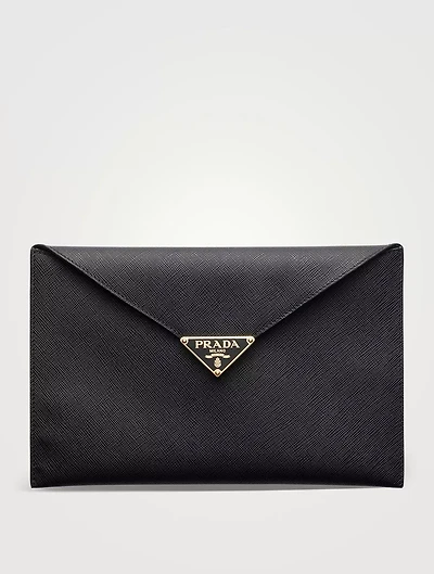 Saffiano Leather Envelope Clutch