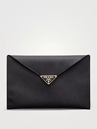 Saffiano Leather Envelope Clutch