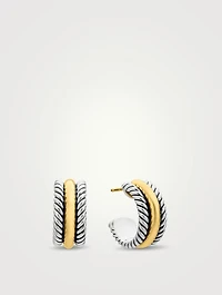Cable Collectibles® Huggie Hoop Earrings In Sterling Silver With 14k Yellow Gold, 15.6mm