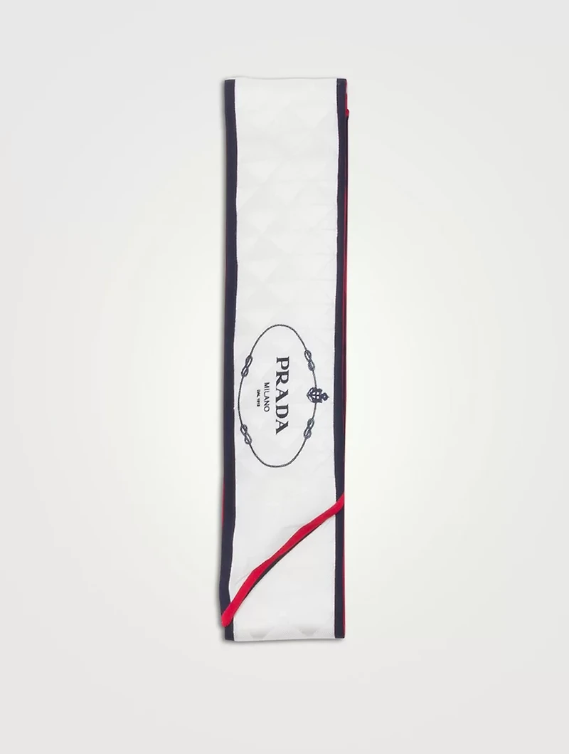 Printed Silk Twill Jacquard Skinny Scarf