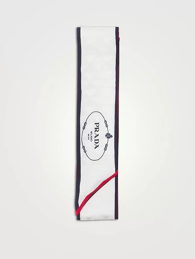 Printed Silk Twill Jacquard Skinny Scarf