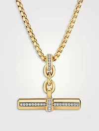 Lexington E/w Barrel Pendant In 18k Yellow Gold With Pavé Diamonds