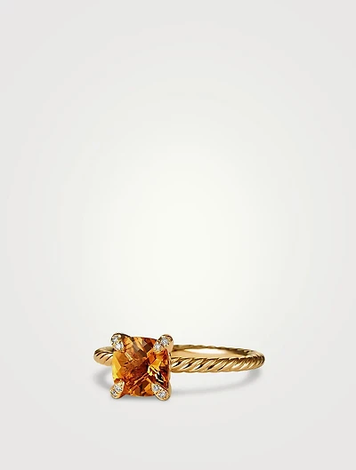 Chatelaine® Ring 18k Yellow Gold With Citrine And Pavé Diamonds