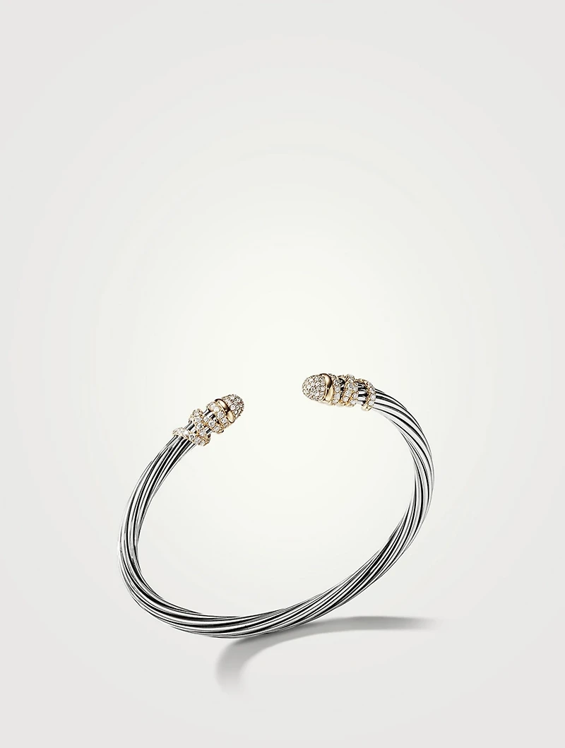 Helena Bracelet Sterling Silver With 18k Yellow Gold And Pavé Diamonds