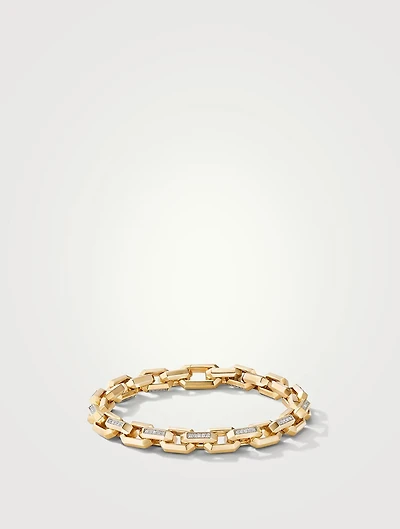 Heirloom Chain Link Bracelet 18k Yellow Gold With Pavé Diamonds