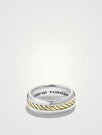 Cable Inset Band Ring Sterling Silver With 18k Yellow Gold