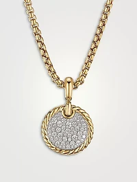 Dy Elements® Disc Pendant In 18k Yellow Gold With Pavé Diamonds