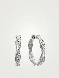 Petite Infinity Hoop Earrings In Sterling Silver With Diamonds, 17.3mm