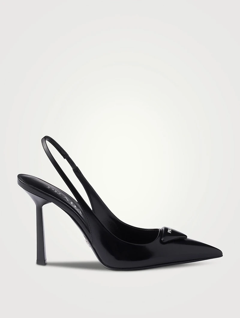 Brushed Leather Slingback Pumps