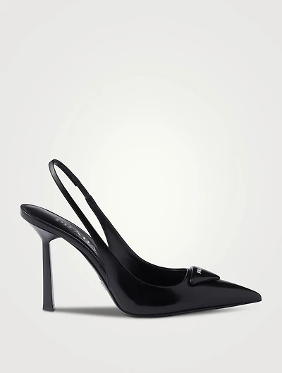 Brushed Leather Slingback Pumps