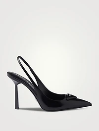 Brushed Leather Slingback Pumps
