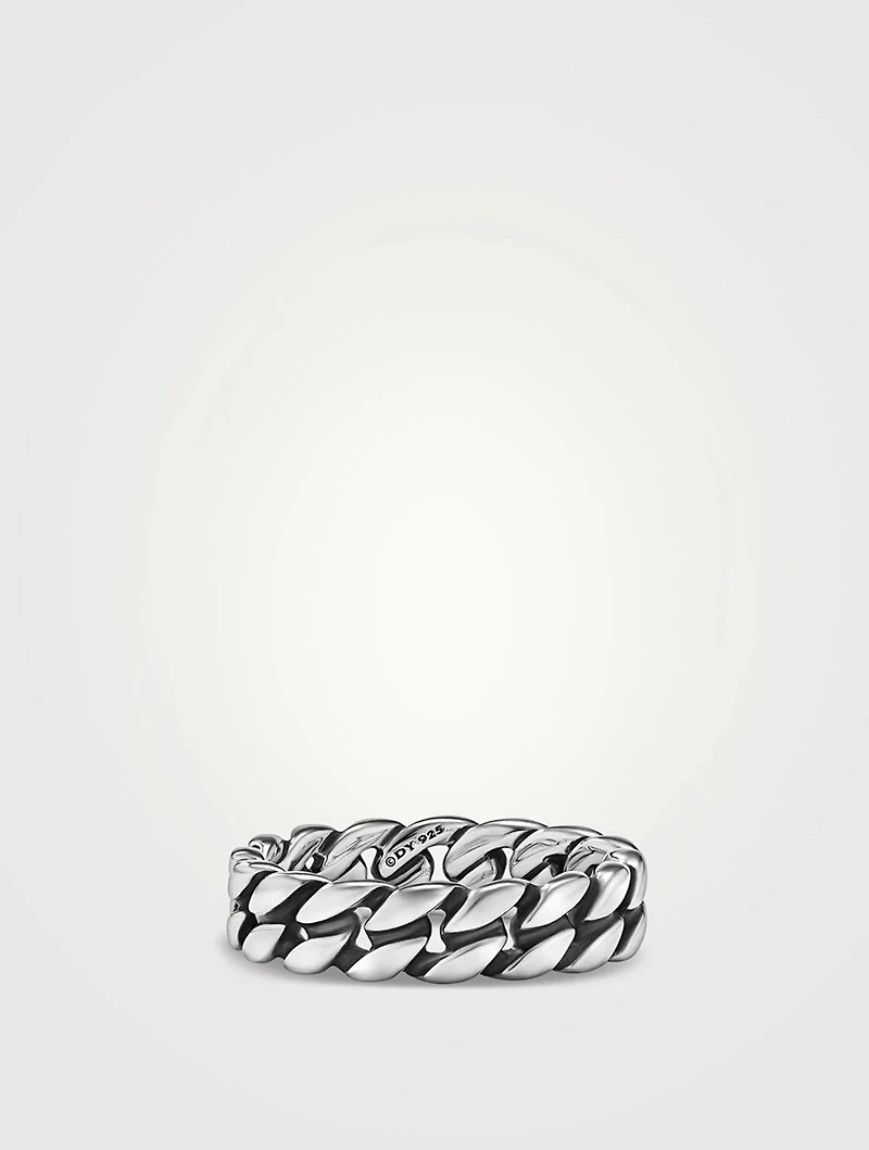 Curb Chain Band Ring Sterling Silver, 6mm
