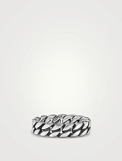 Curb Chain Band Ring Sterling Silver, 6mm