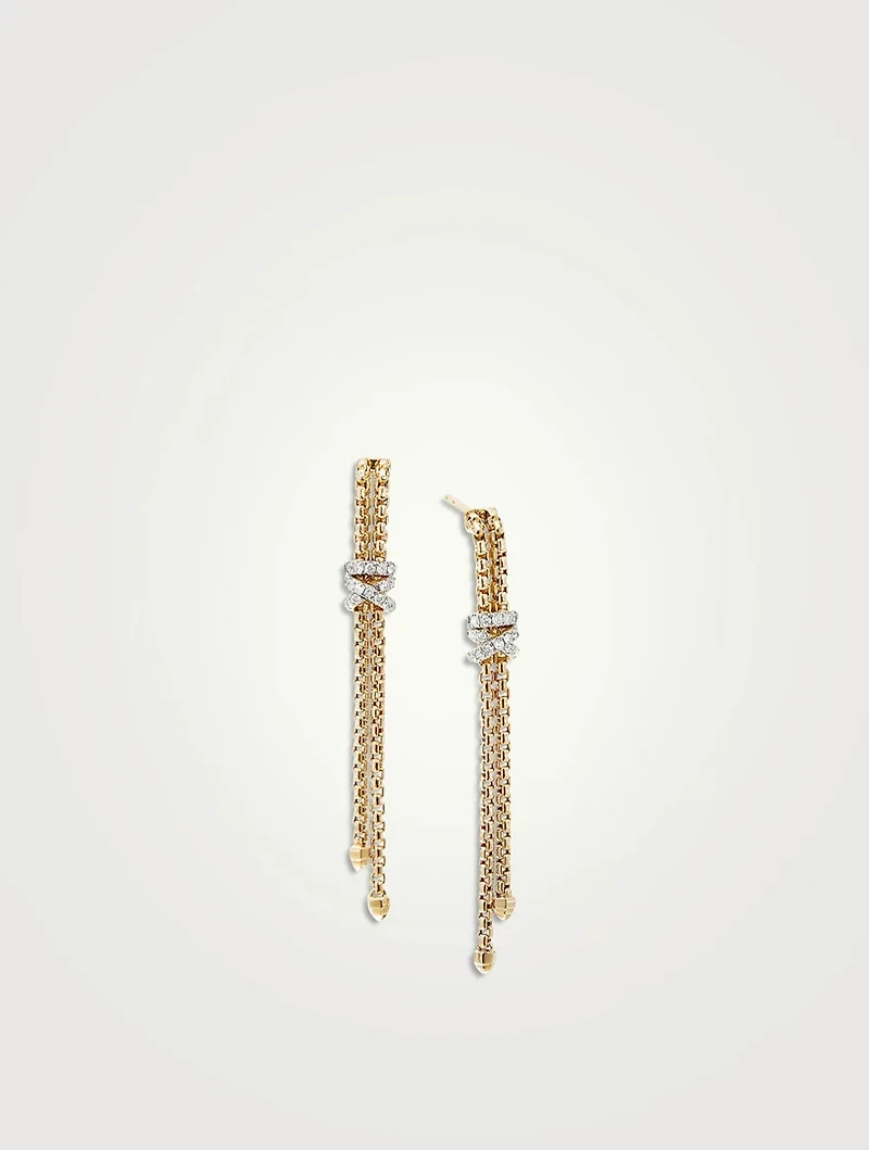 Helena Box Chain Drop Earrings In 18k Yellow Gold With Pavé Diamonds