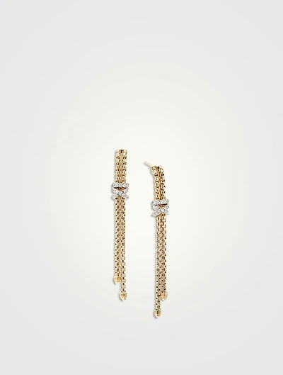 Helena Box Chain Drop Earrings In 18k Yellow Gold With Pavé Diamonds