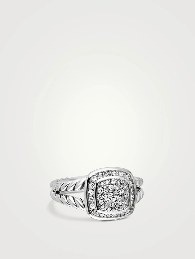 Petite Albion® Ring Sterling Silver With Pavé Diamonds, 7mm
