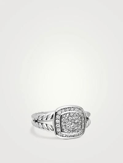 Petite Albion® Ring Sterling Silver With Pavé Diamonds, 7mm