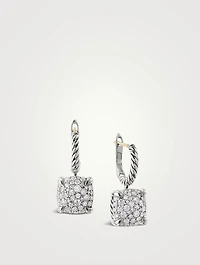 Chatelaine® Drop Earrings In Sterling Silver With Pavé Diamonds