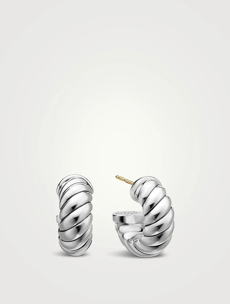 Sculpted Cable Shrimp Earrings In Sterling Silver, 20.5mm