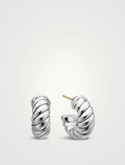 Sculpted Cable Shrimp Earrings In Sterling Silver, 20.5mm
