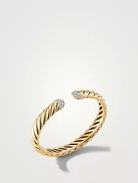 Sculpted Cable Cuff Bracelet 18k Yellow Gold With Pavé Diamonds
