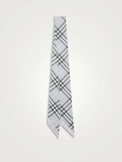Skinny Contrast Check Silk Scarf