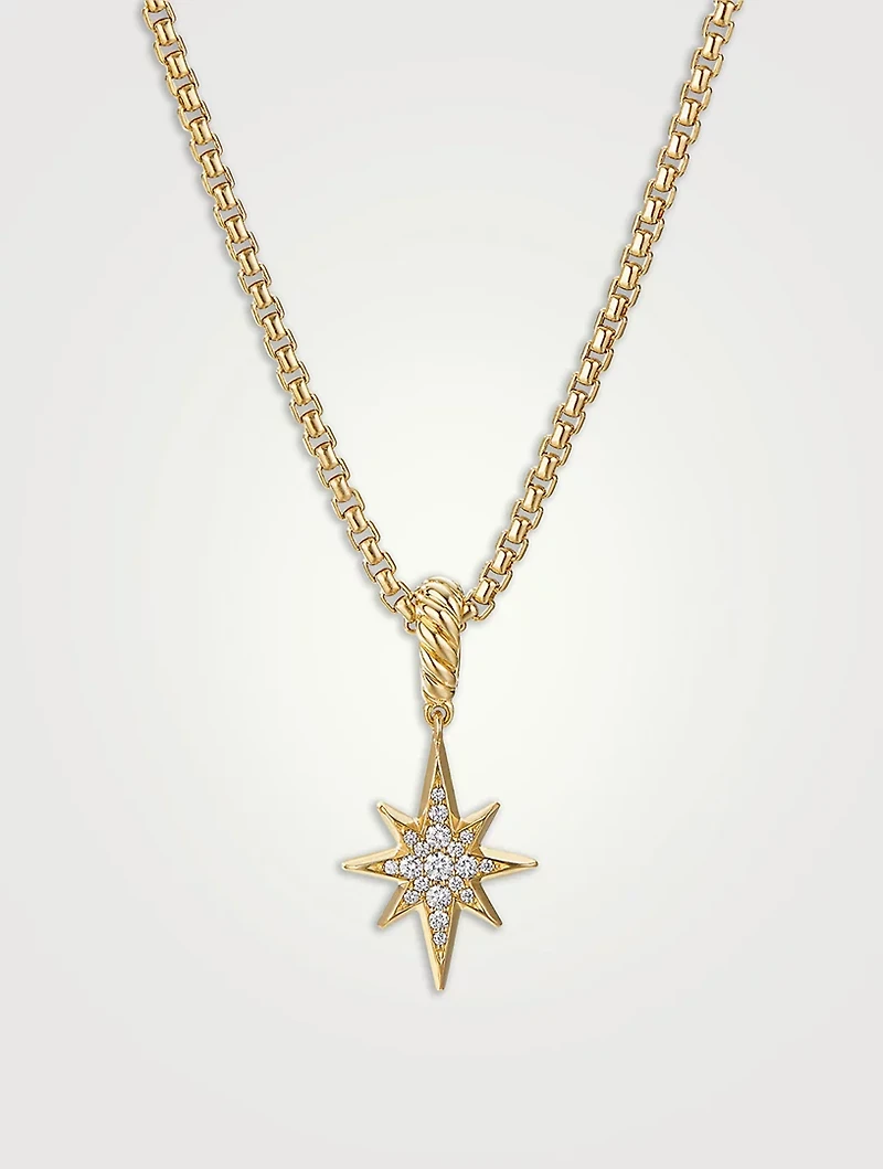 North Star Amulet In 18k Yellow Gold With Pavé Diamonds