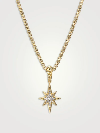 North Star Amulet In 18k Yellow Gold With Pavé Diamonds