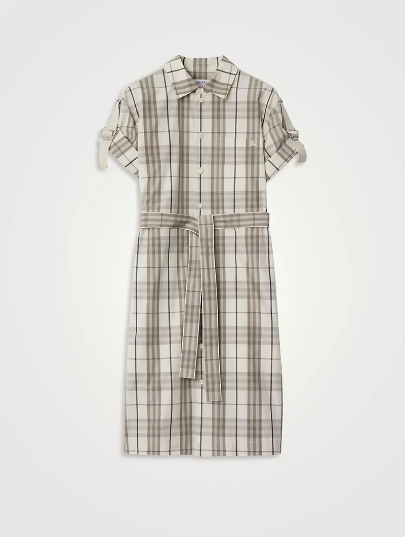 Check Cotton Shirt Dress
