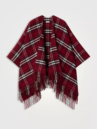 Check Wool Cashmere Cape