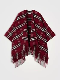 Check Wool Cashmere Cape