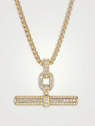 Lexington E/w Barrel Pendant In 18k Yellow Gold With Full Pavé Diamonds