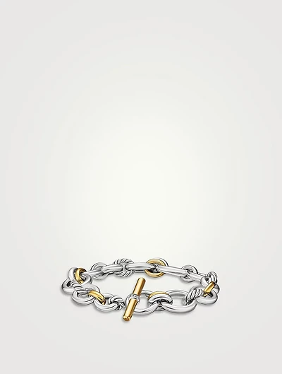 Dy Mercer® Chain Bracelet Sterling Silver With 18k Yellow Gold And Diamonds, 8mm