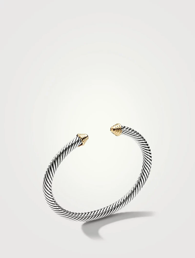 Cable Classics Bracelet Sterling Silver With 14k Yellow Gold Domes