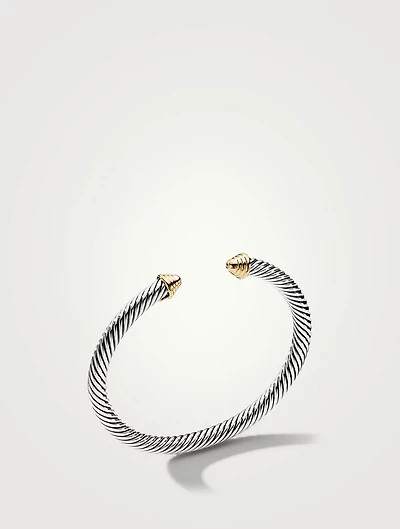 Cable Classics Bracelet Sterling Silver With 14k Yellow Gold Domes