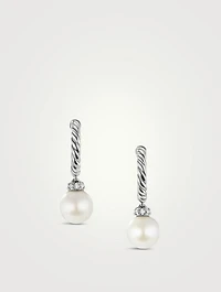 Pearl And Pavé Solari Drop Earrings In Sterling Silver With Diamonds